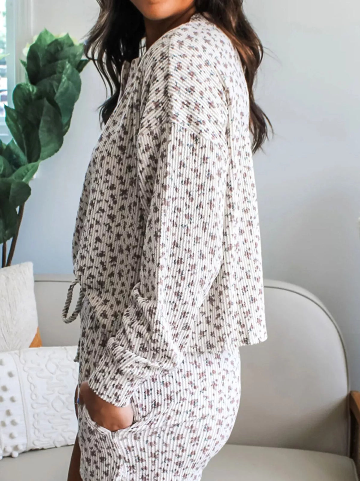 Floral print short set styling view