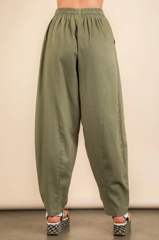 VERY J Solid Barrel Comfy Woven Pants - Fashorio