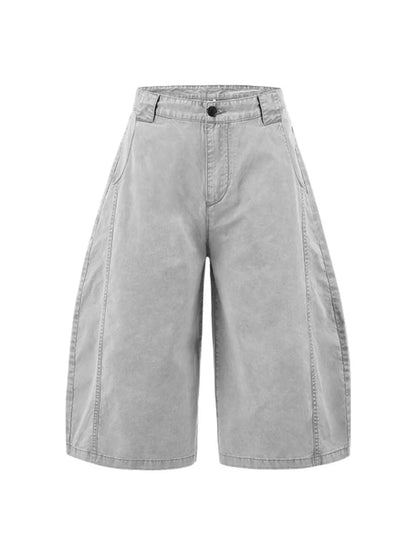 Men's Washed Wide Leg Denim Shorts - Fashorio