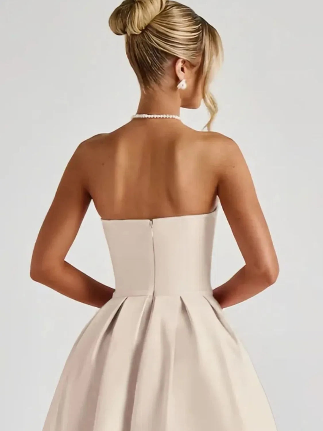 Strapless tube midi dress detail view