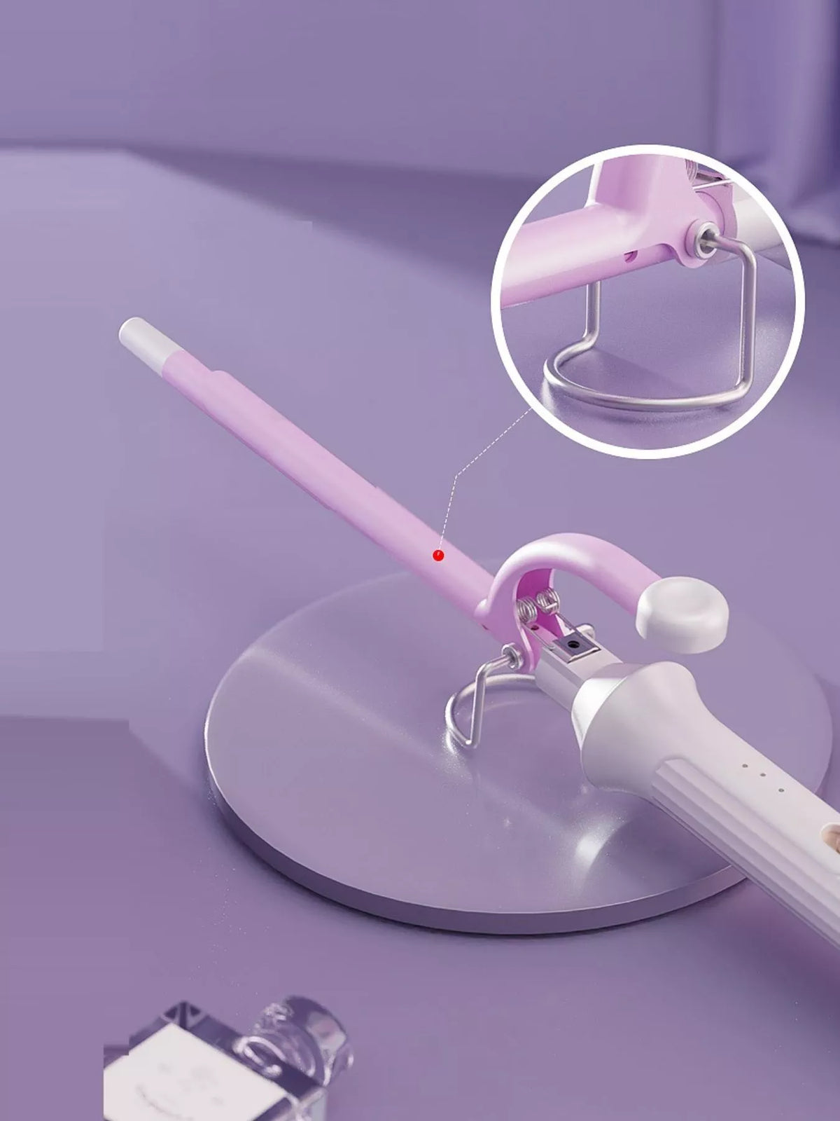 Curling iron in use on hair