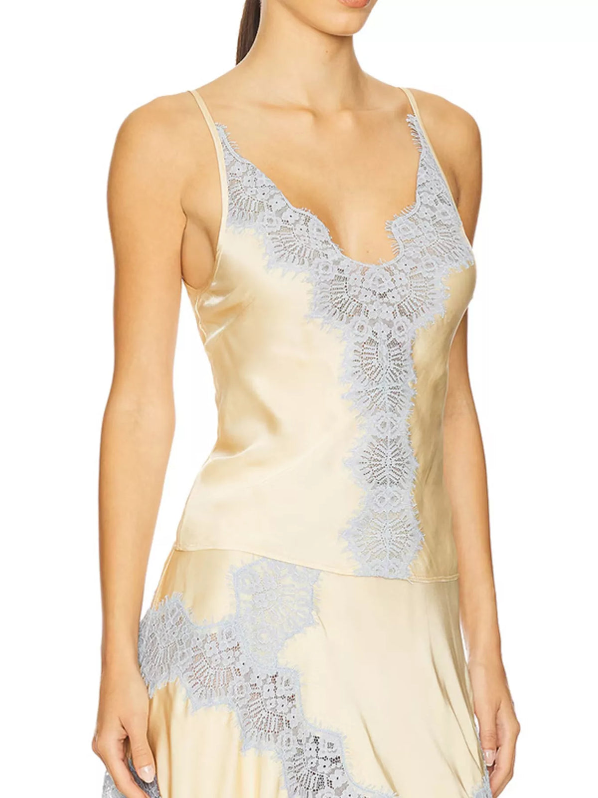 Beige lace two piece set side view