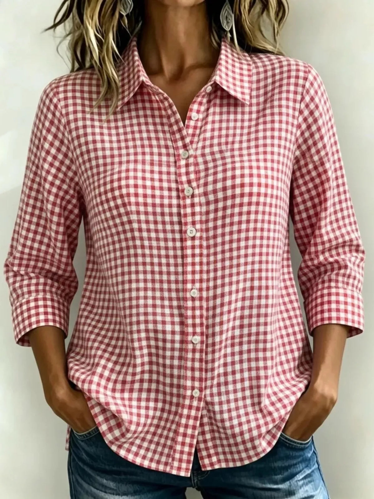 Womens plaid shirt back view