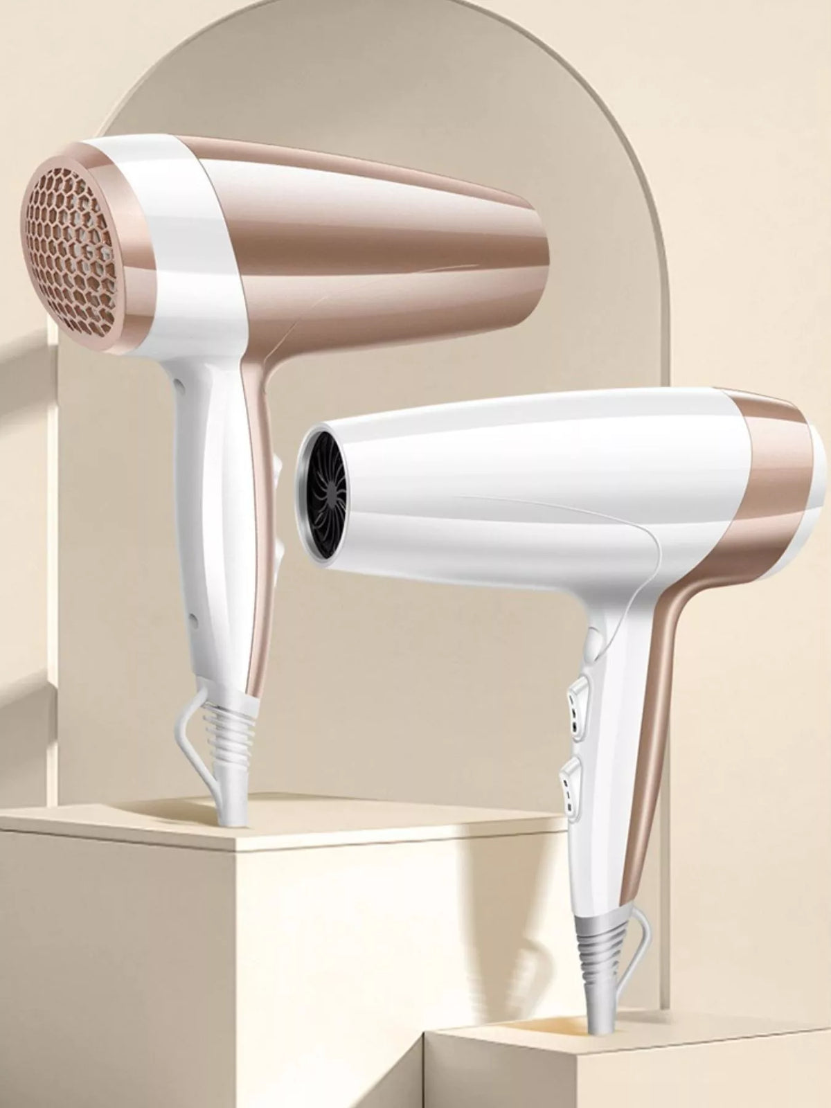 Person drying hair with the dryer