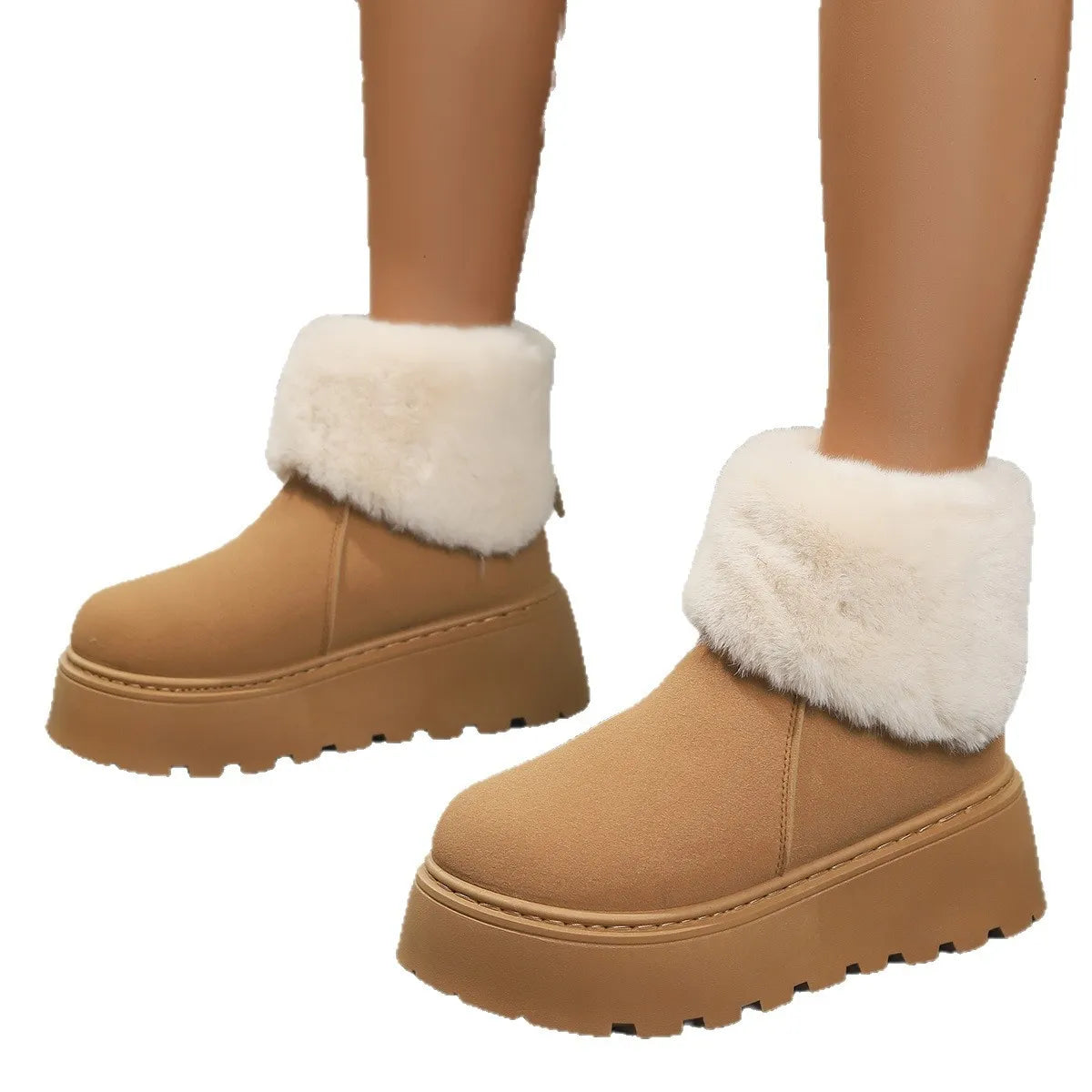Round Toe Platform Boots - Fashorio