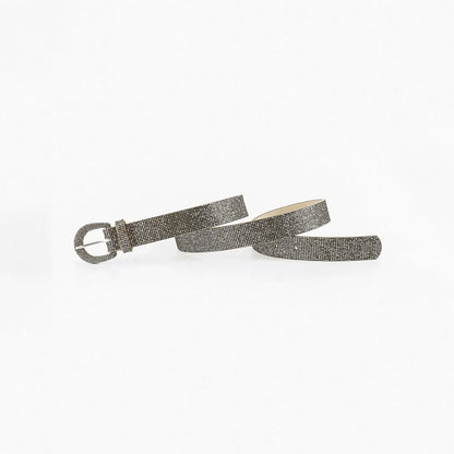 Sequin PU Leather Belt Khaki - Fashorio