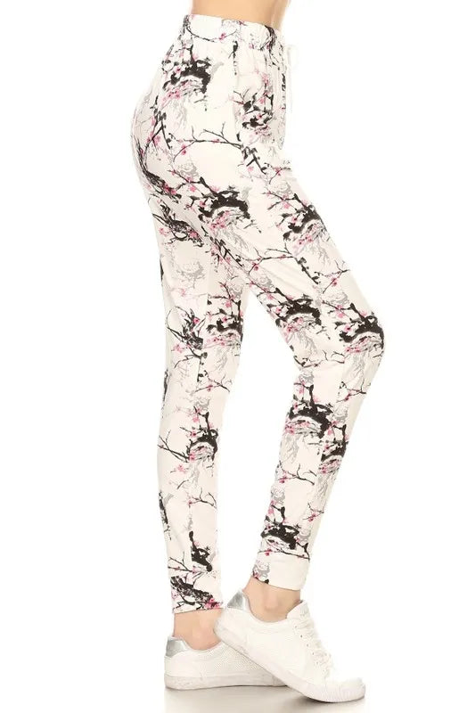 Leggings Depot Full Size Buttery Soft Printed Joggers with Drawstring Plus Size - Fashorio