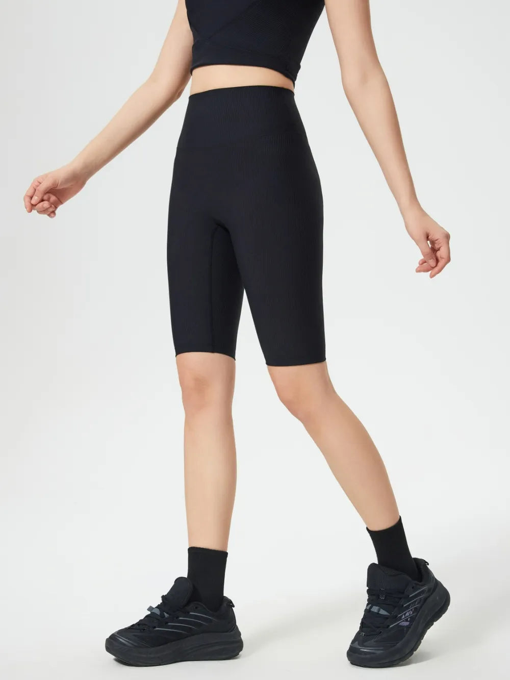 High waist stretch active shorts back detail