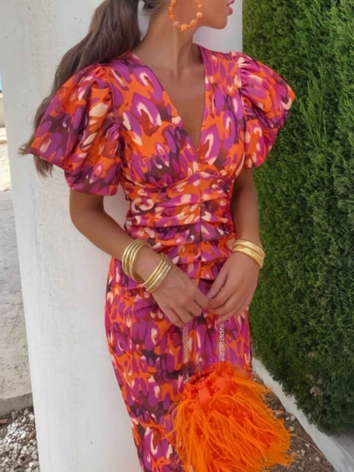 Model standing in the dress showing the full length