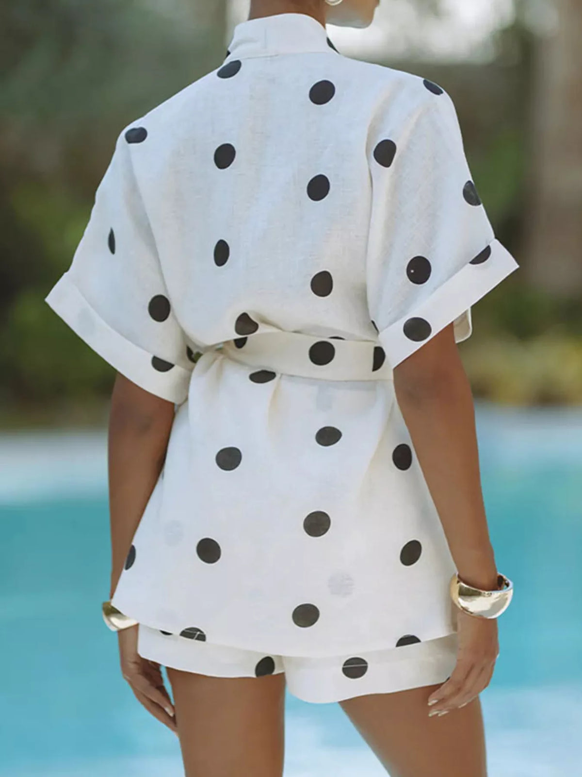 Polka dot coordinated set full look