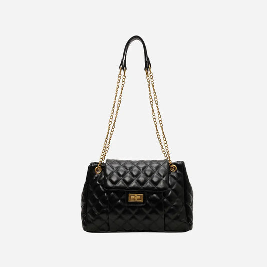 PU Leather Shoulder Bag Black One Size - Fashorio
