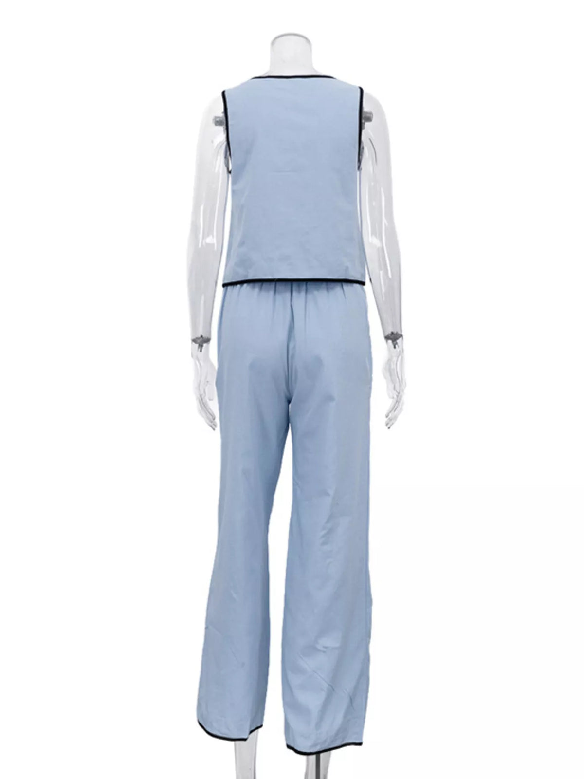 Contrast trim sleeveless set full outfit