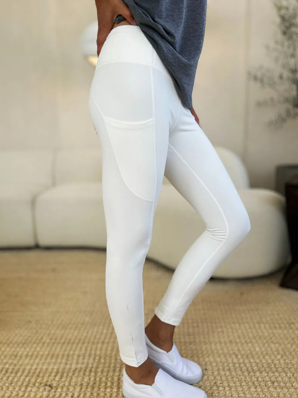 High waist workout leggings styled on model