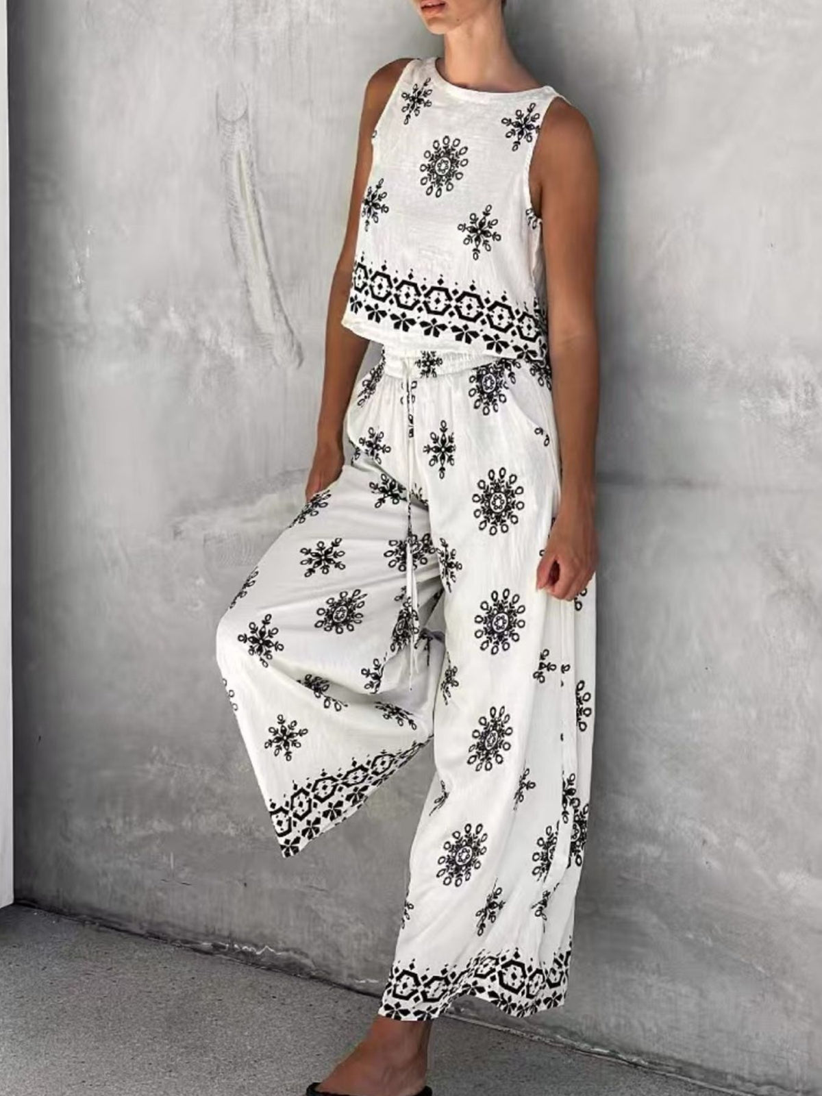 Sleeveless Top and Wide Leg Pants Set, view 6