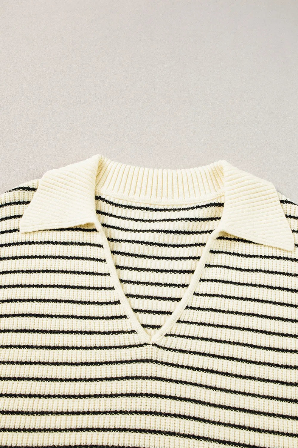 Striped Johnny Collar Sweater Vest in Beige view 8
