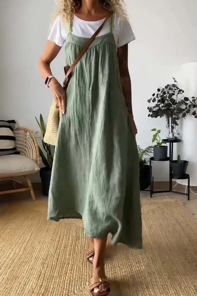 Ruched Cami Maxi Dress with Pockets Plus Size front view