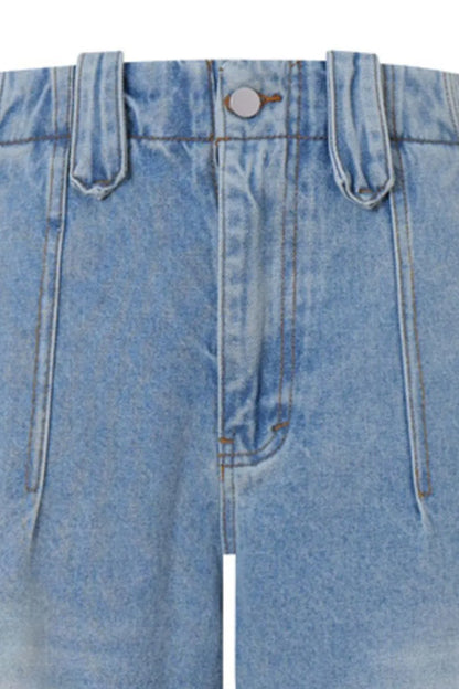 Men's High-Waisted Wide Leg Denim Shorts - Fashorio