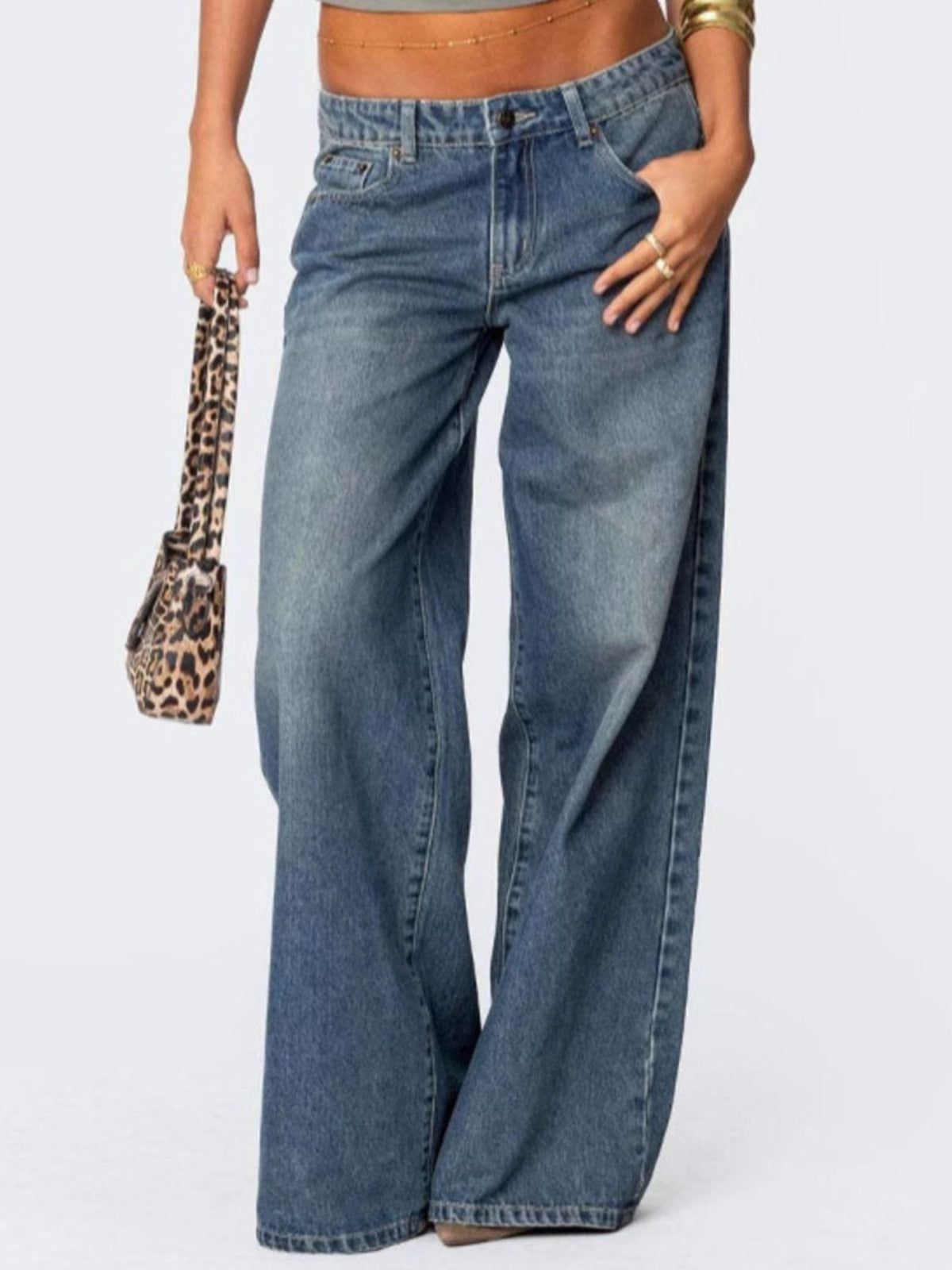 Vintage wash jeans back view with pockets
