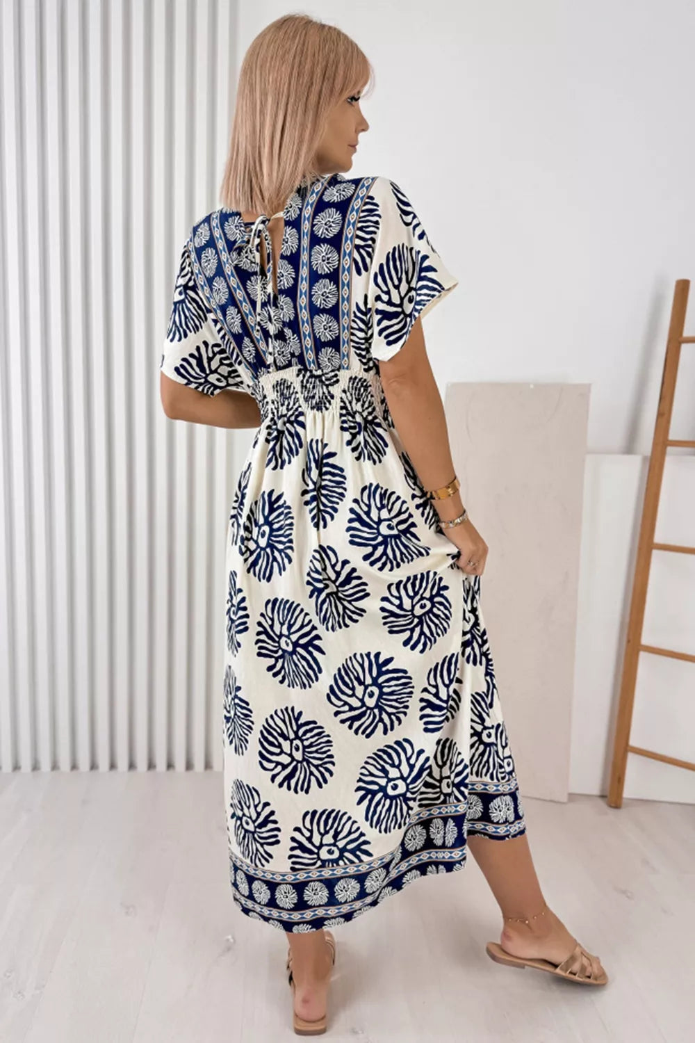 Contrast patchwork panel detail on floral dress