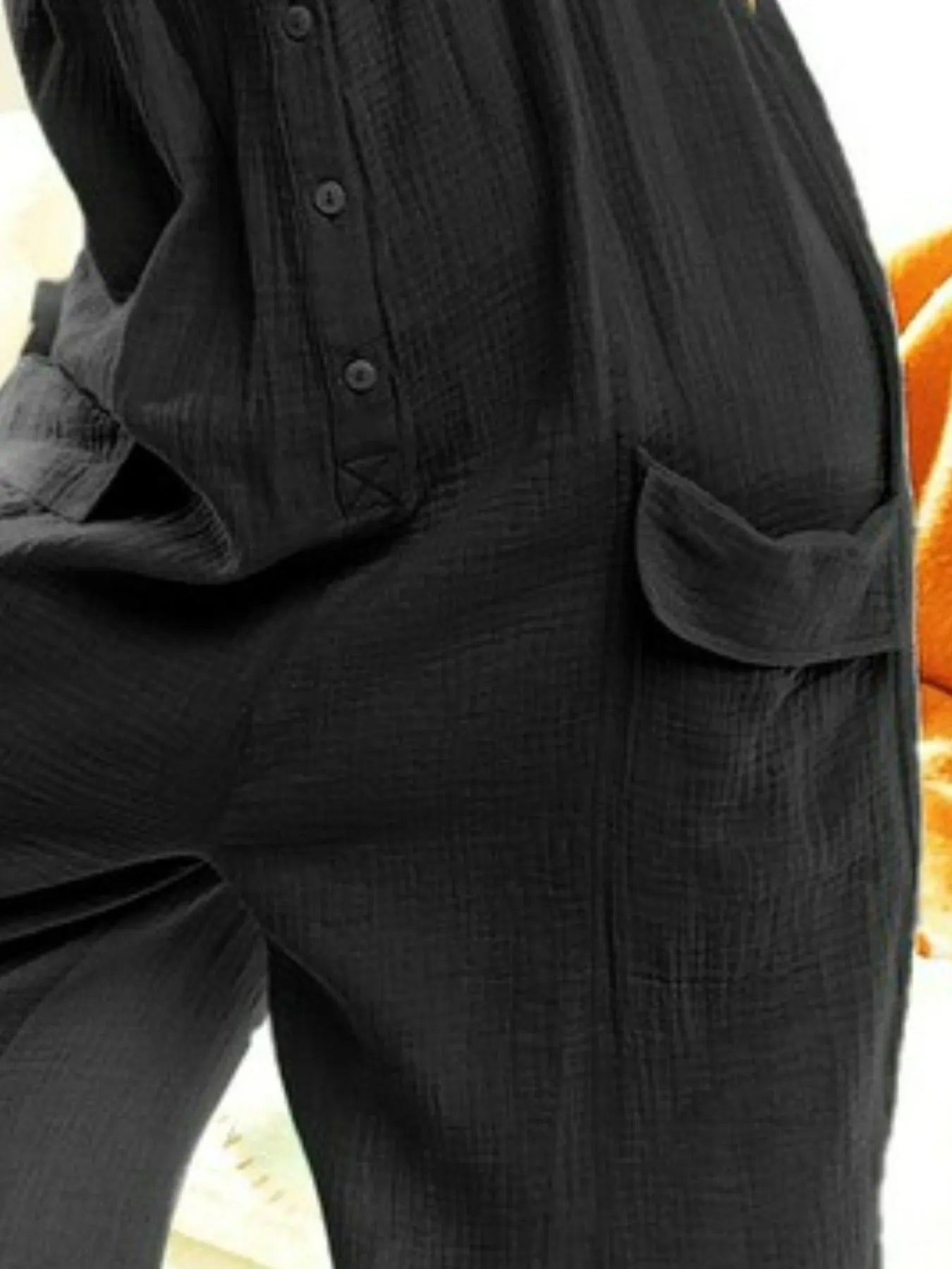 BiBi Gauze Buttoned Up Overall Jumpsuit with Pockets - Fashorio