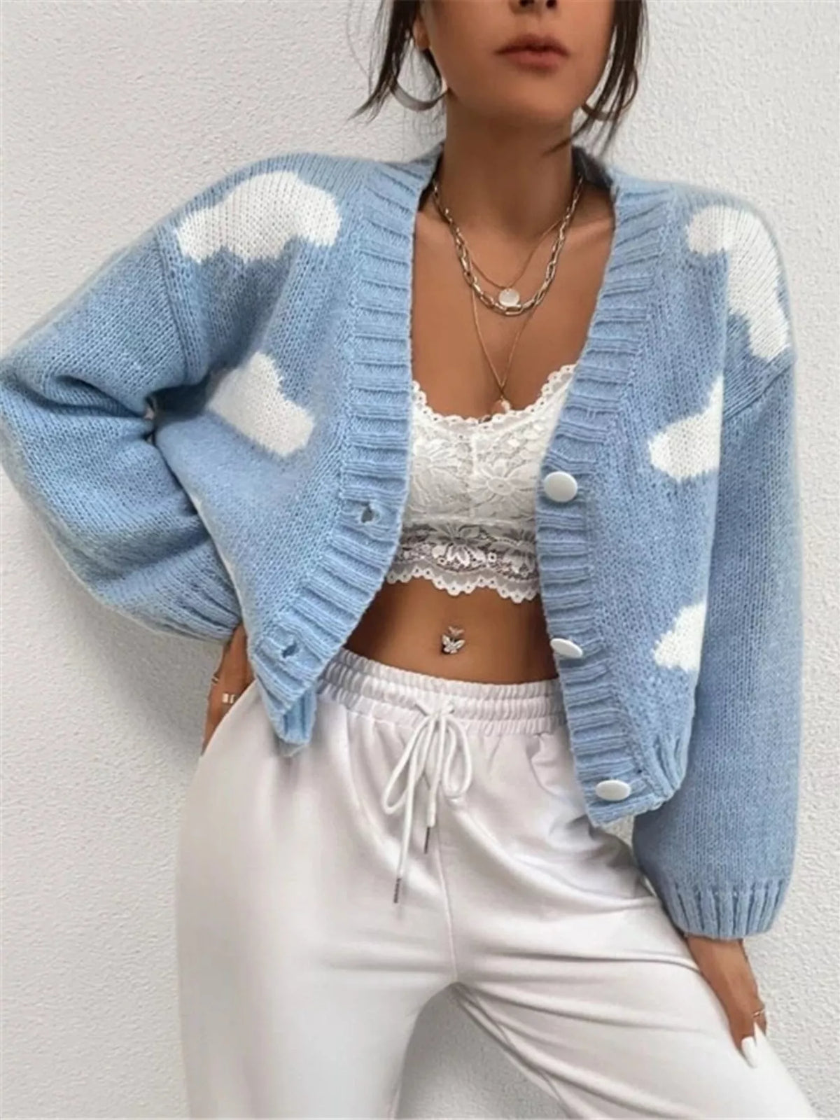 Cloud knit cardigan sleeve detail