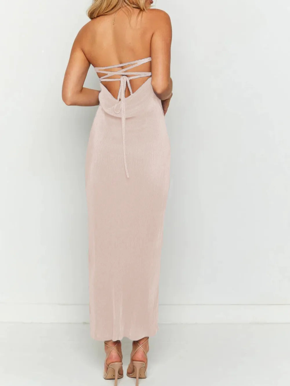 Lace up back maxi dress complete look