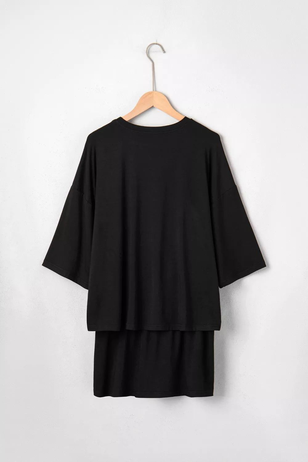 Black oversized tee and skort set back view