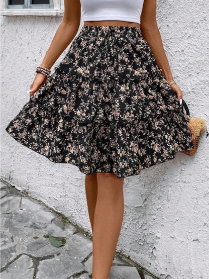 Floral Print Midi Skirt - Fashorio