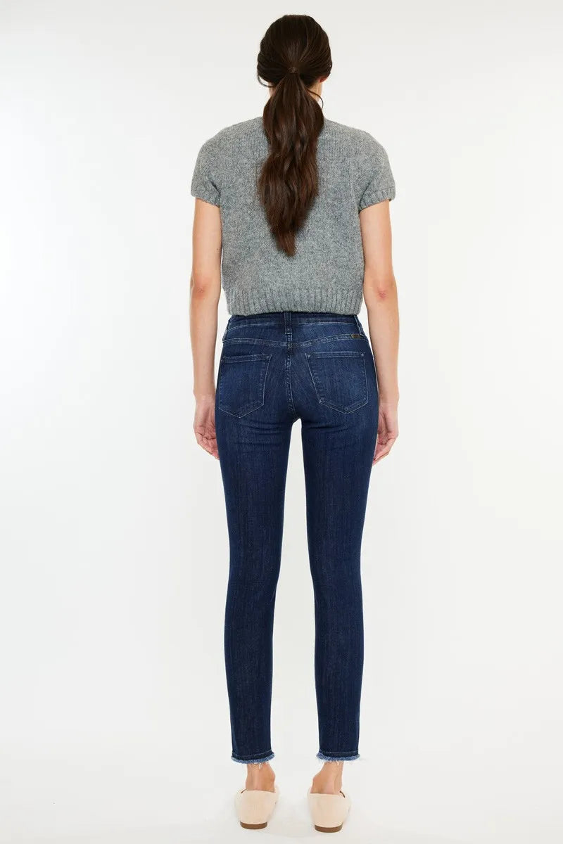 Kancan High-Rise Slim Fit Raw Hem Ankle Jeans - Fashorio