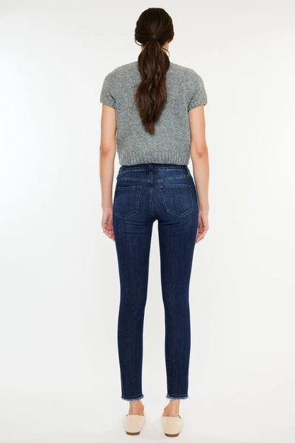 Kancan High-Rise Slim Fit Raw Hem Ankle Jeans - Fashorio
