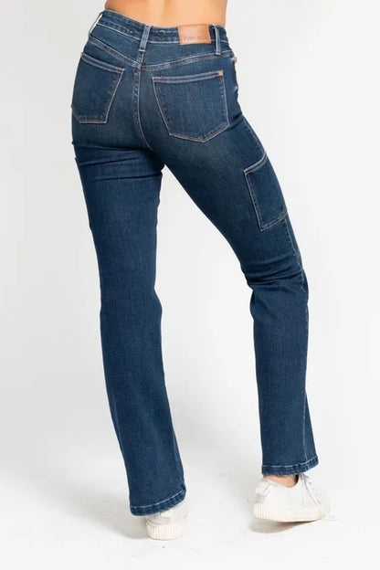 Judy Blue Full Size High Waist Cargo Bootcut Jeans Plus Size - Fashorio