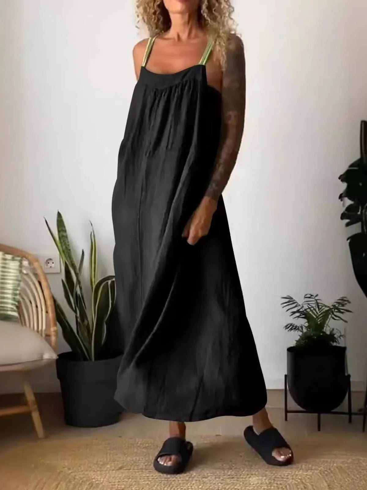 Ruched Cami Maxi Dress with Pockets Plus Size view 24