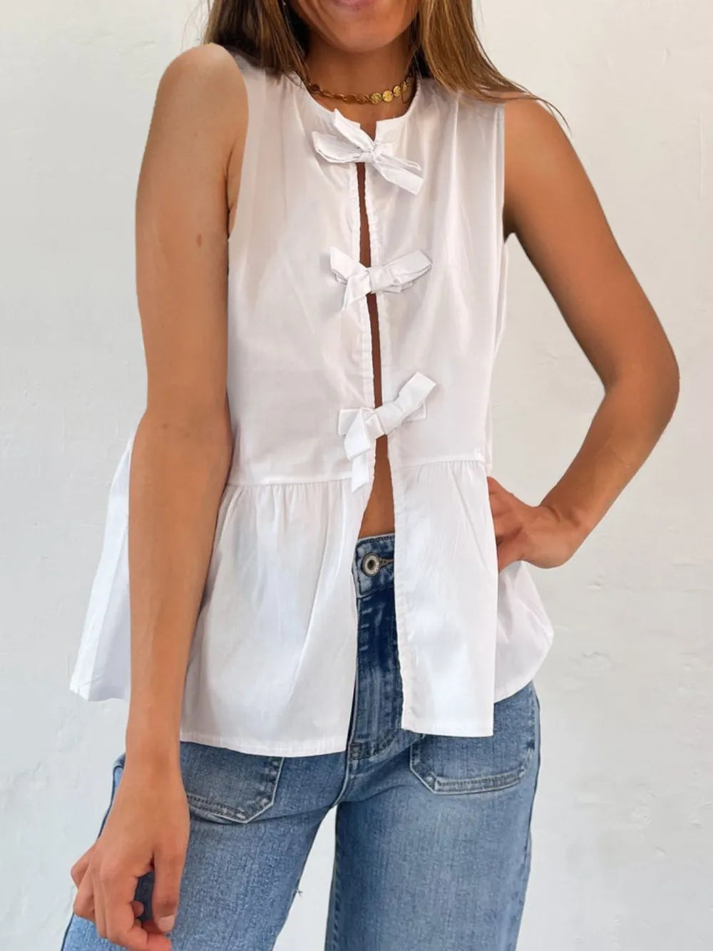 Nautical striped tank top neckline detail