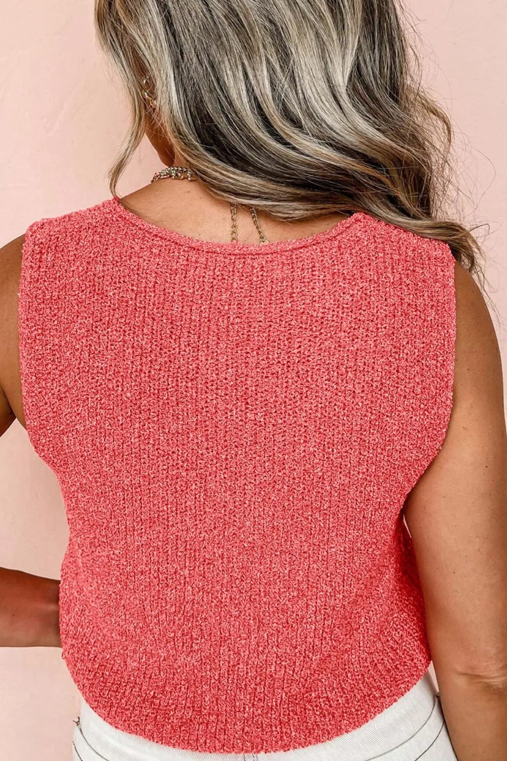 Double Tie V Neck Sweater Vest - Fashorio