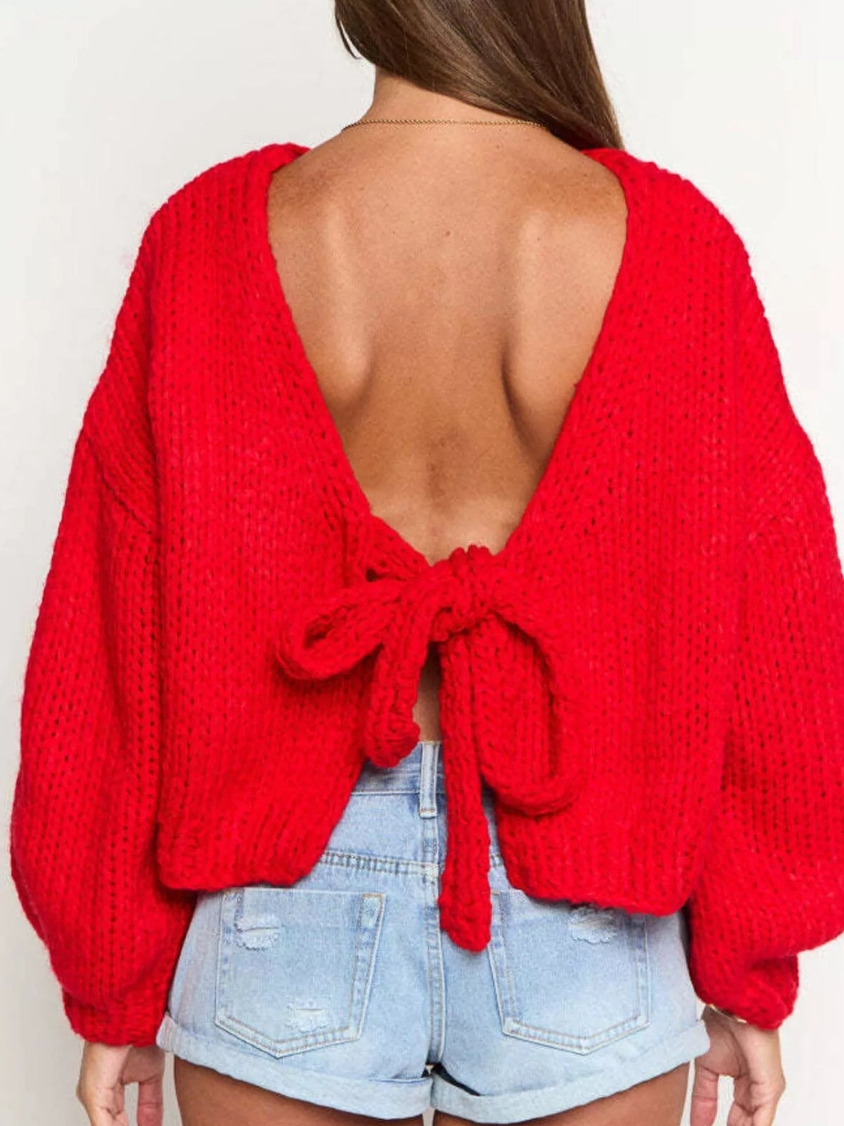Chunky knit cardigan texture close up