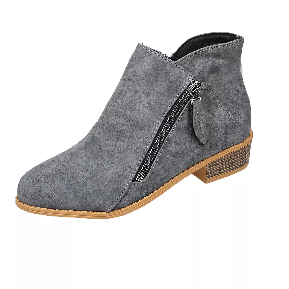 Side zip block heel boots lifestyle shot