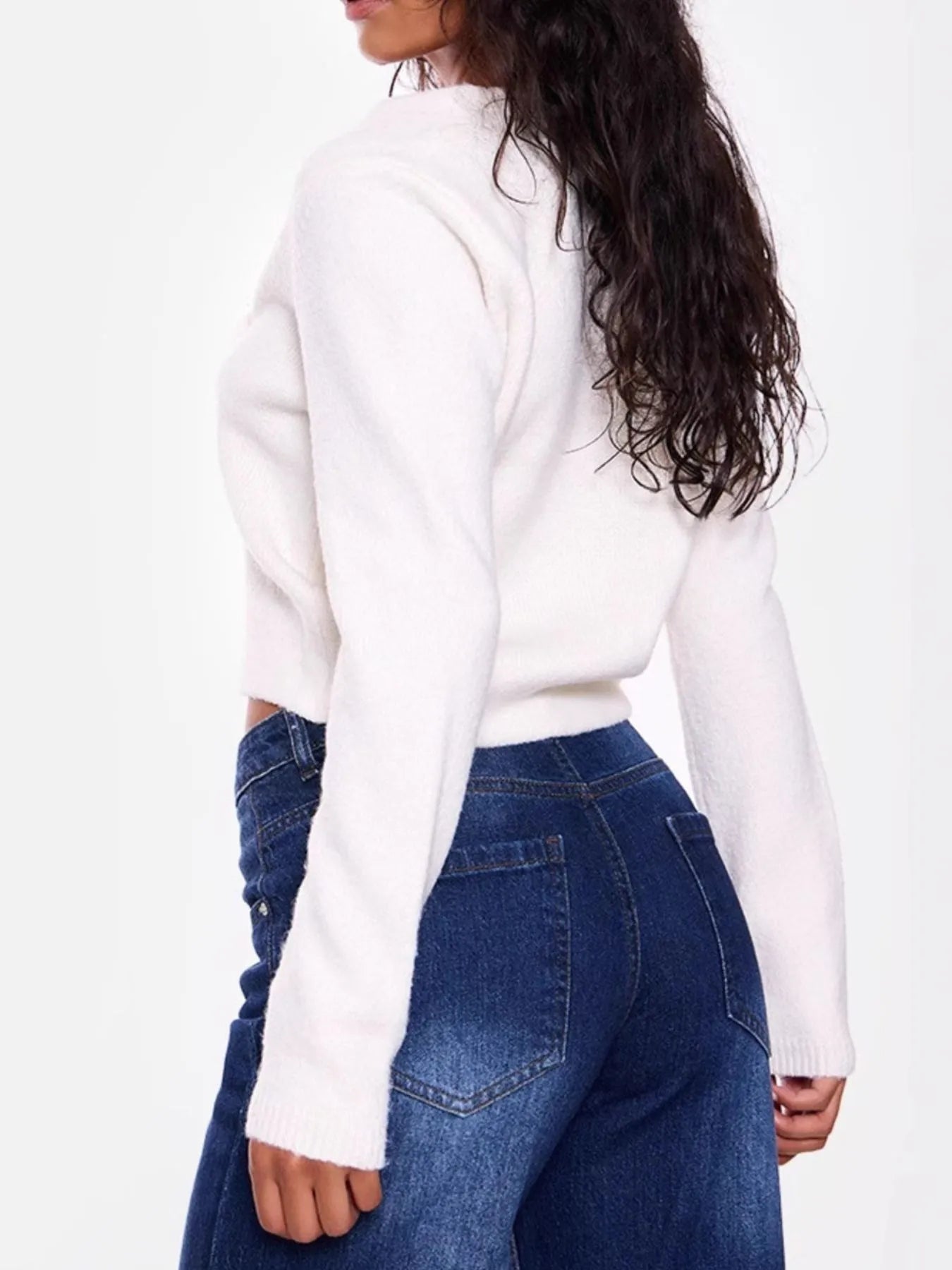 Cropped V-Neck Button-Up Cardigan - Fashorio
