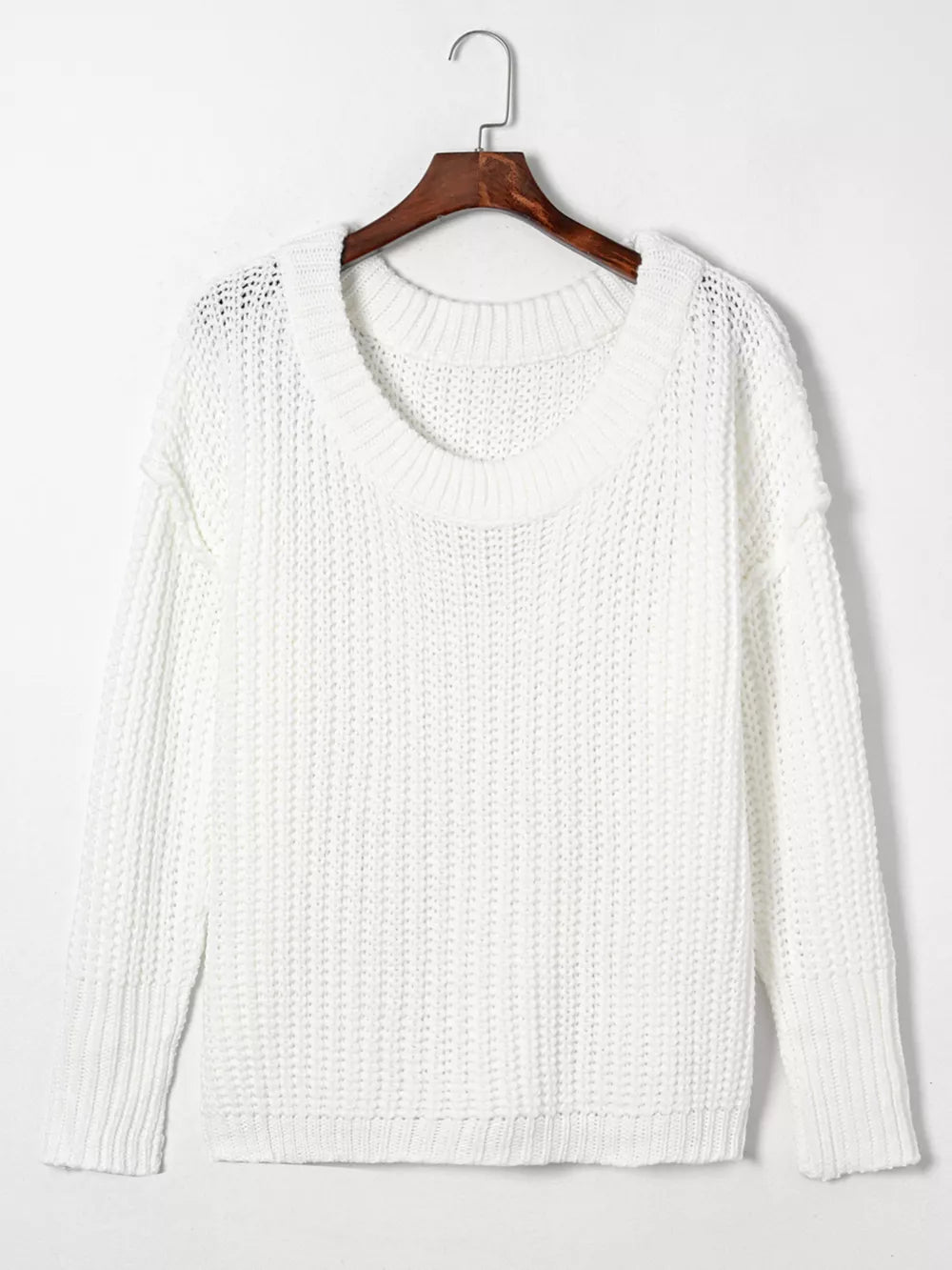 Slouchy Chunky Ribbed Sweater on model