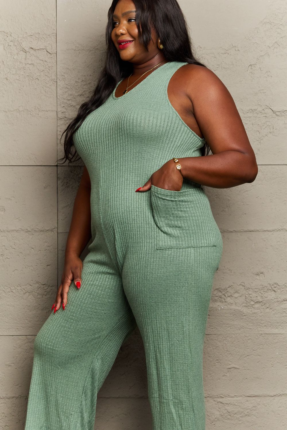 Don't Get It Twisted Rib Knit Jumpsuit detail