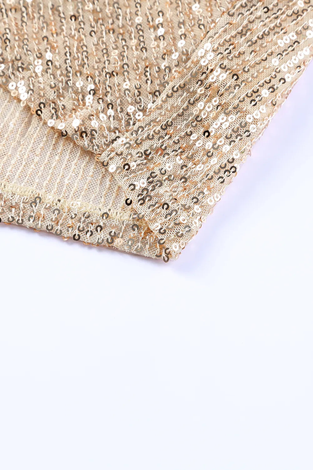 Sequin Knot Front Long Sleeve Mini Dress in Beige view 9