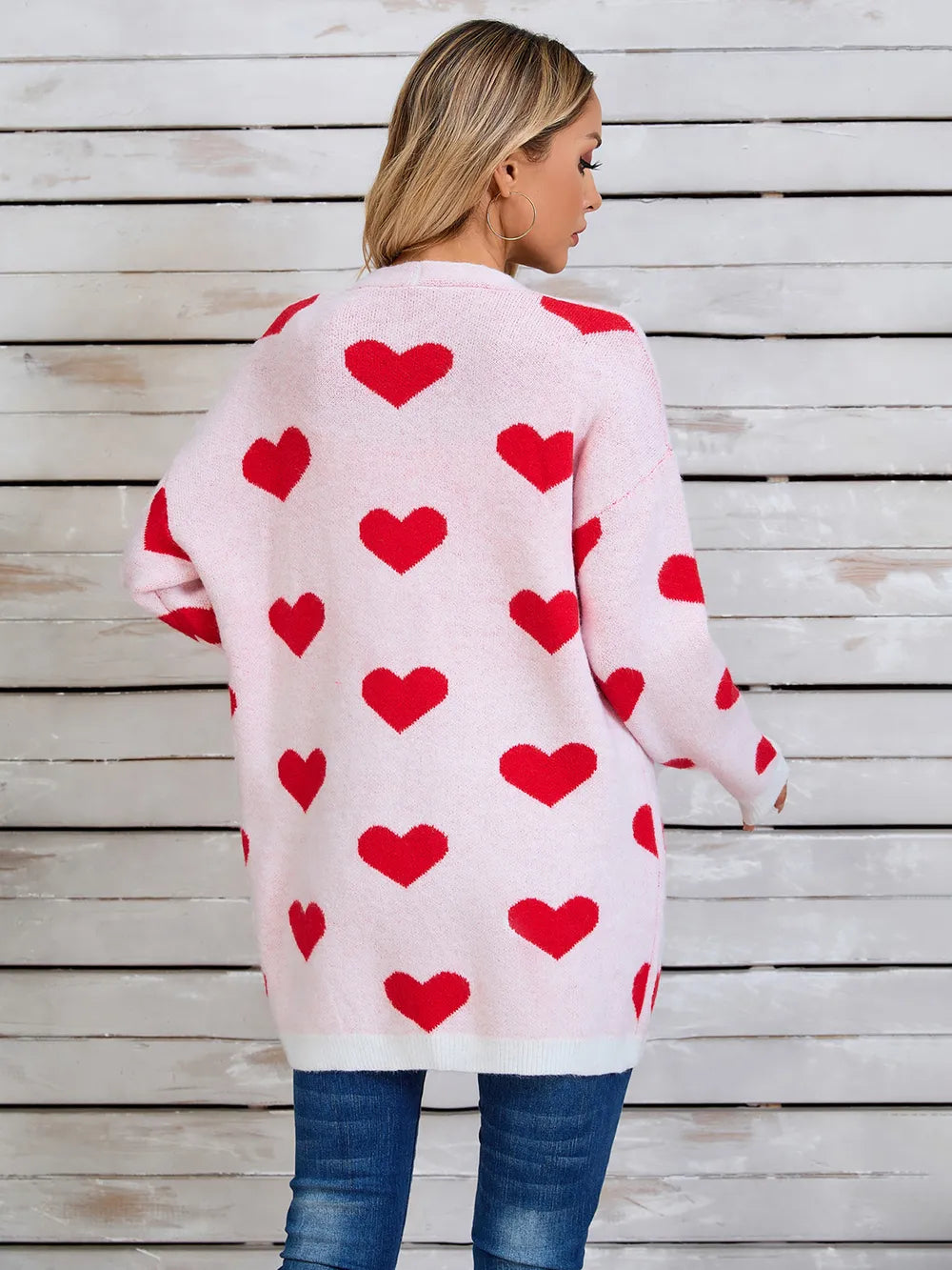 Angel Wings Heart Open Front Long Sleeve Cardigan - Fashorio
