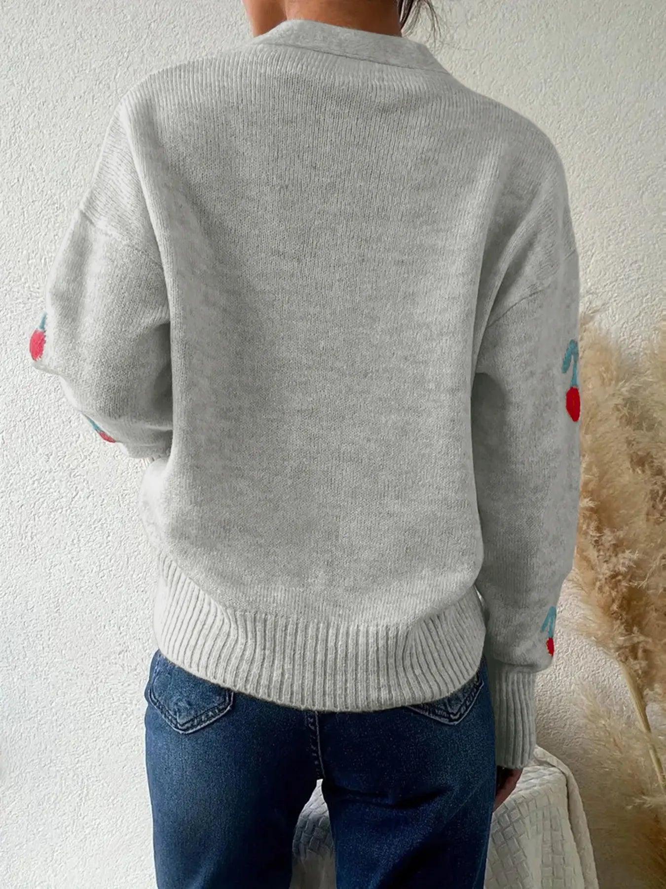 Cherry Button-Up Knit Cardigan - Fashorio
