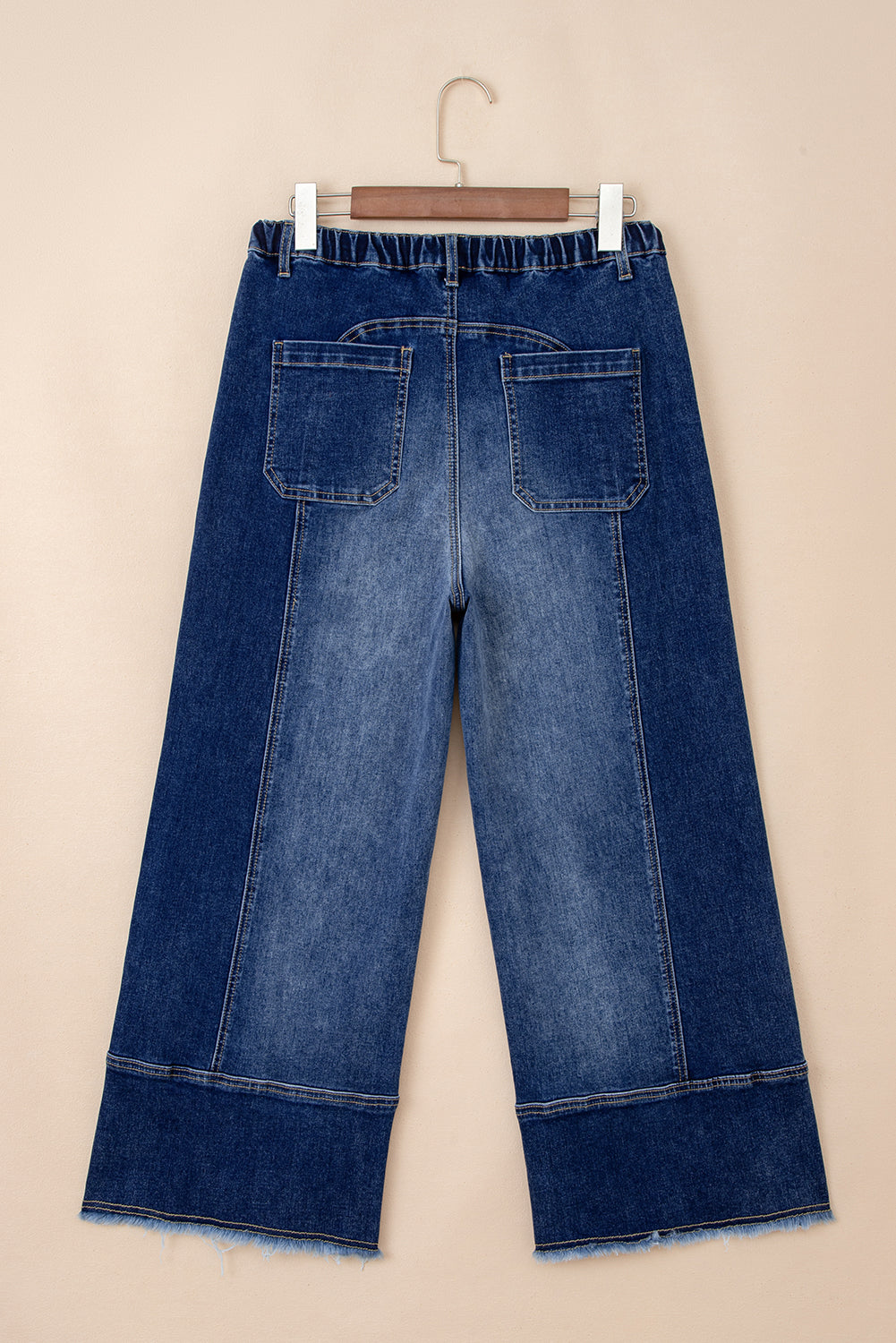 Wide leg denim jeans full length gray wash