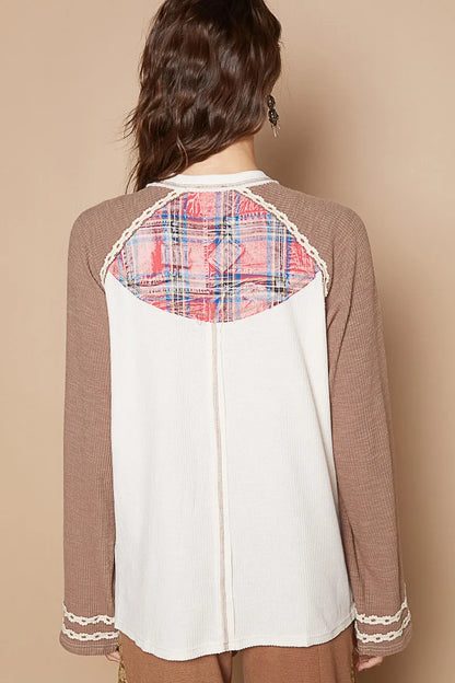 POL Plaid Number 06 Raglan Sleeve T-Shirt - Fashorio