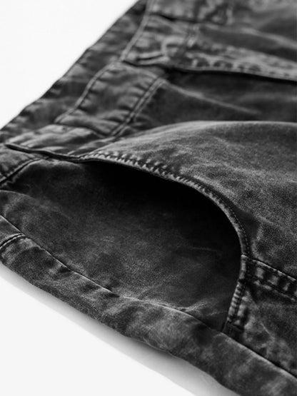Men's Washed Wide Leg Denim Shorts - Fashorio
