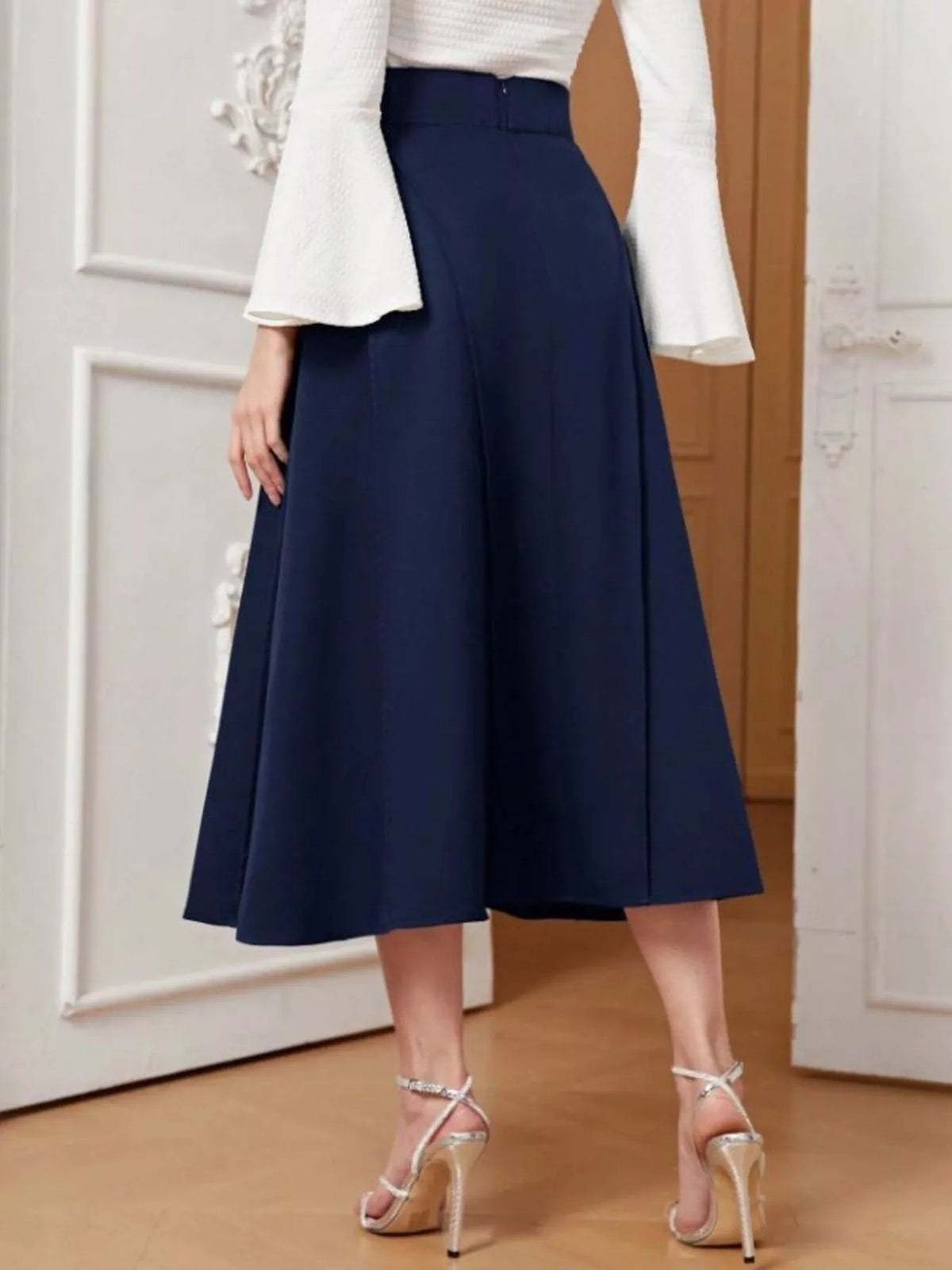 A line midi skirt styled look