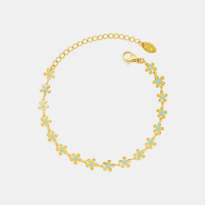 Titanium Steel Drip Oil Flower Bracelet Gold One Size - Fashorio