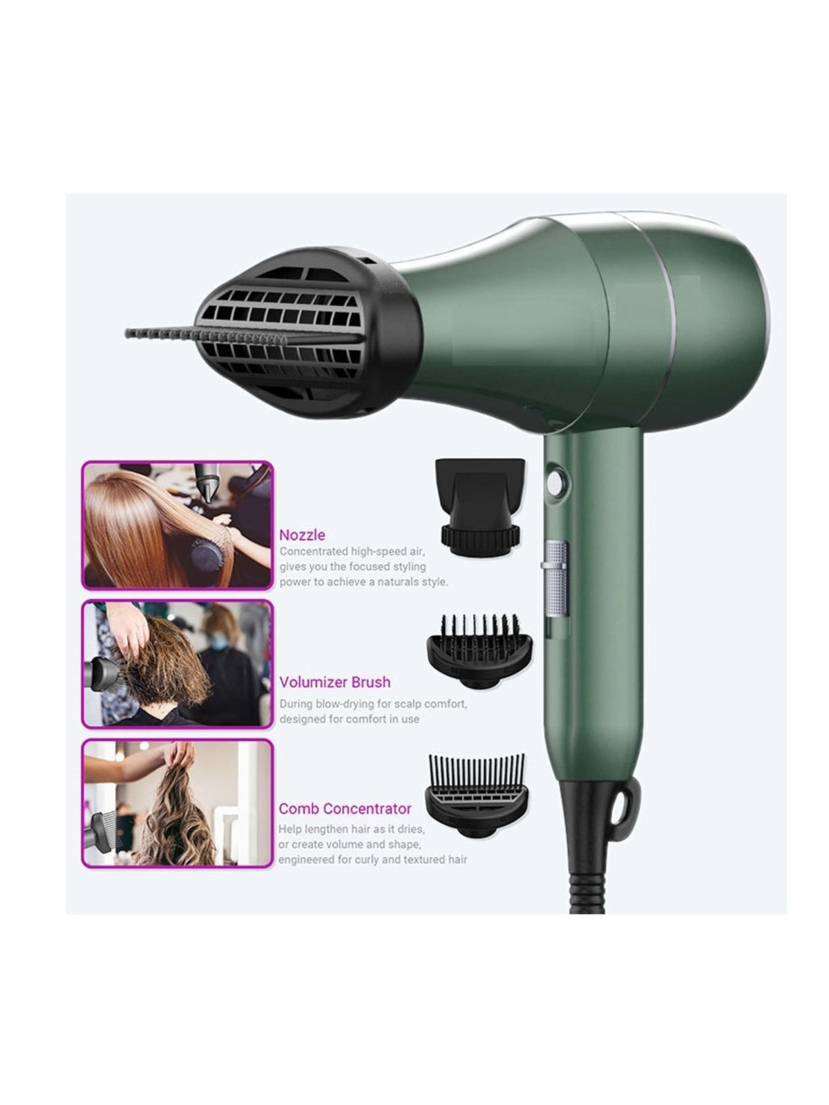 Hair dryer full styling set layout