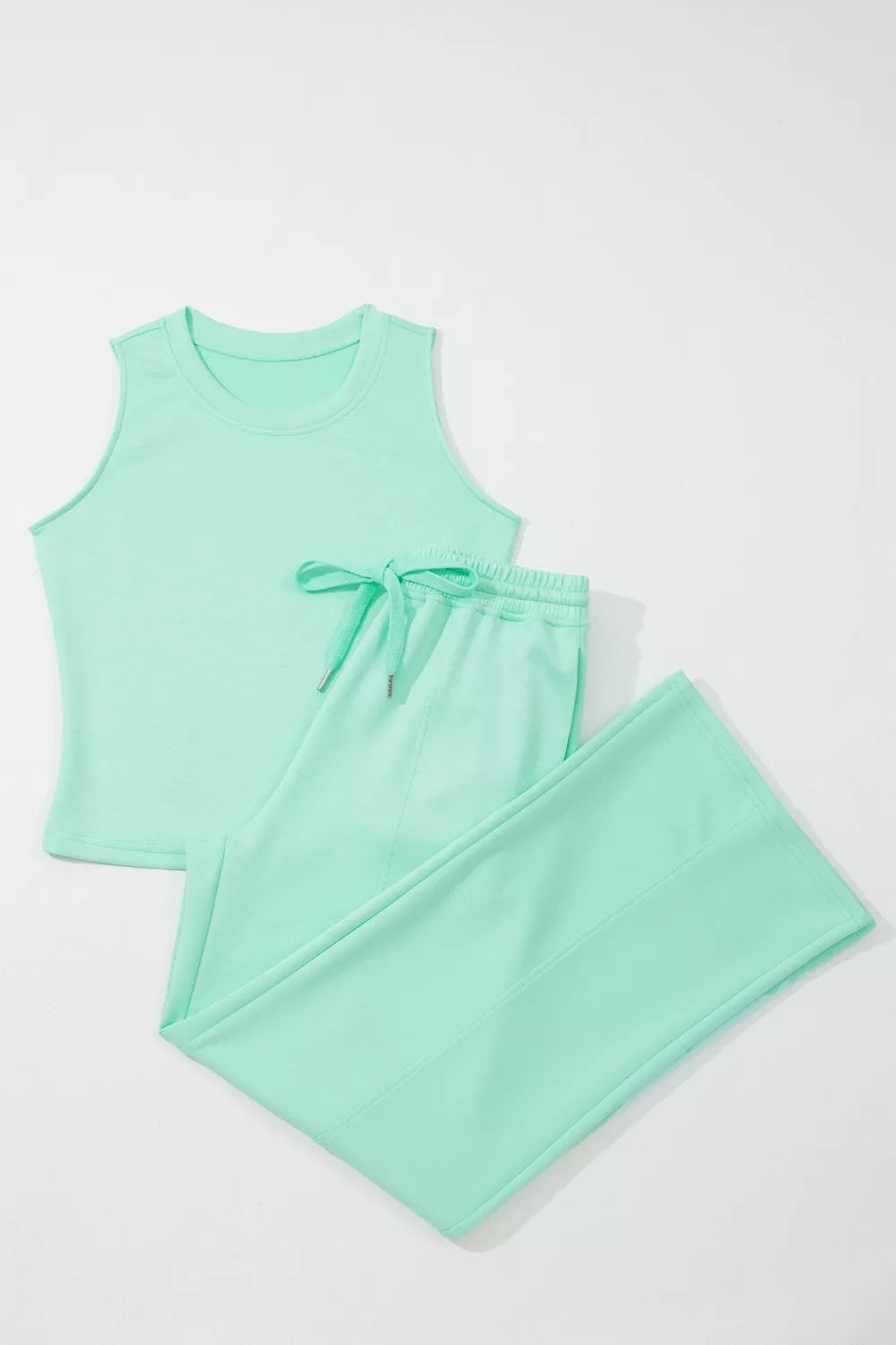 Drawstring Solid Color Two Piece Casual Set, view 4