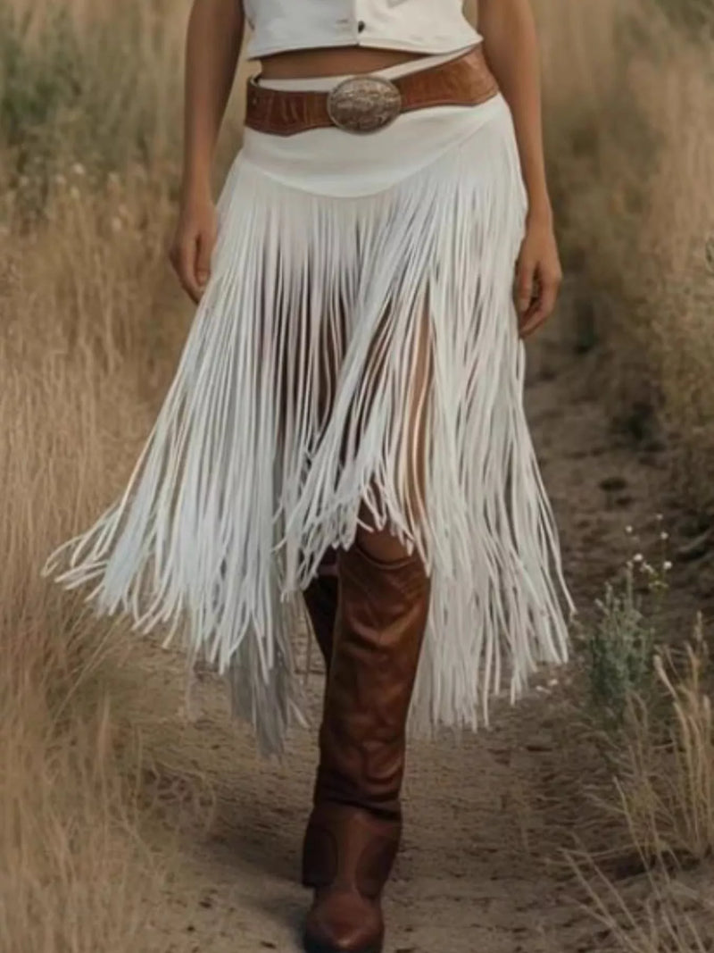 White fringe skirt front view